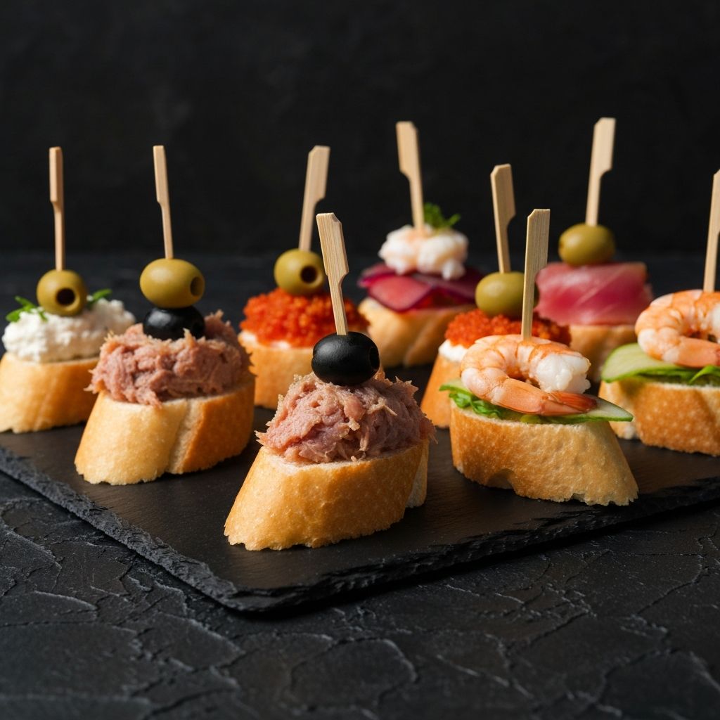 Pintxos variados del dia en la barra del Bar Alberto